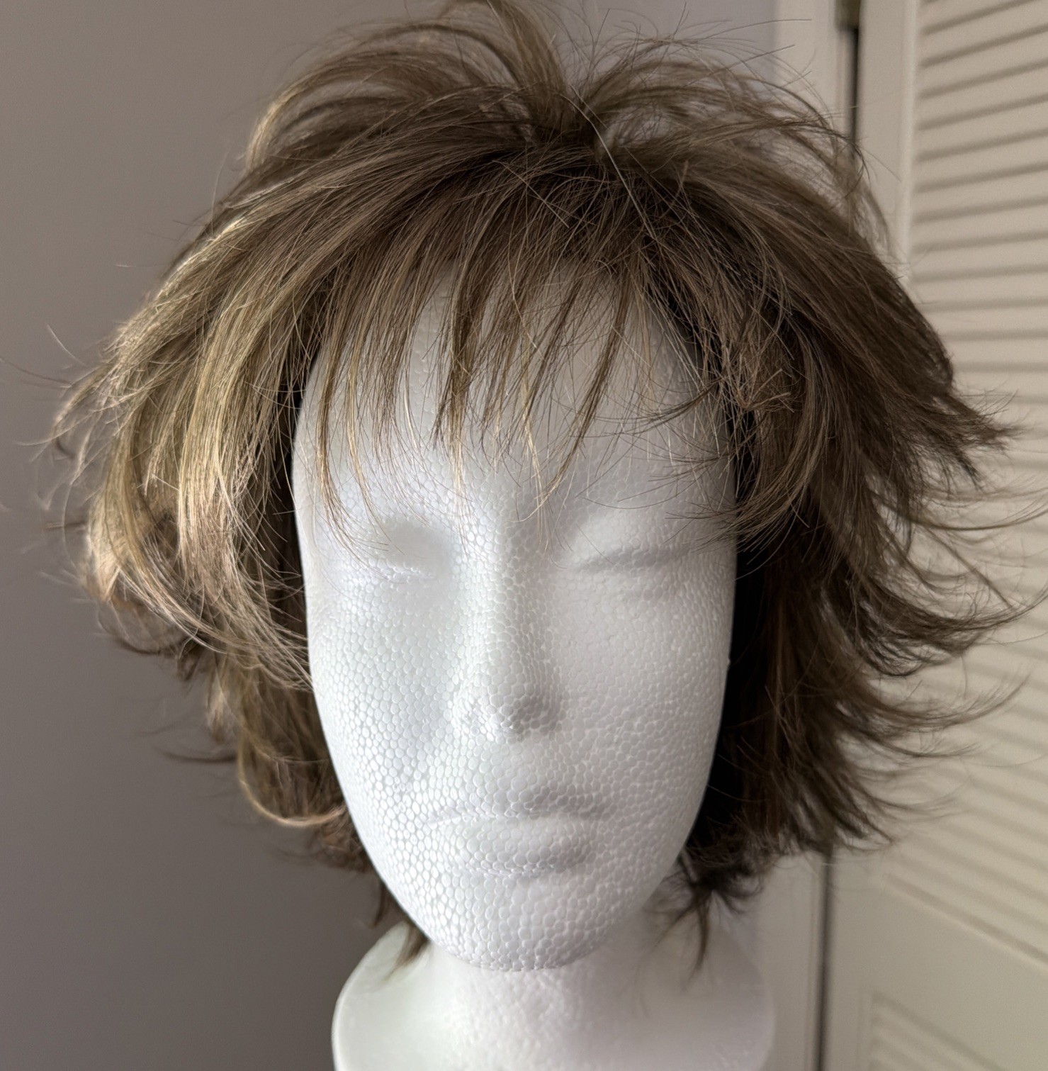 Noriko Sky Wig Large Cap Pecan Brown Lace Front Layered Straight Synthetic