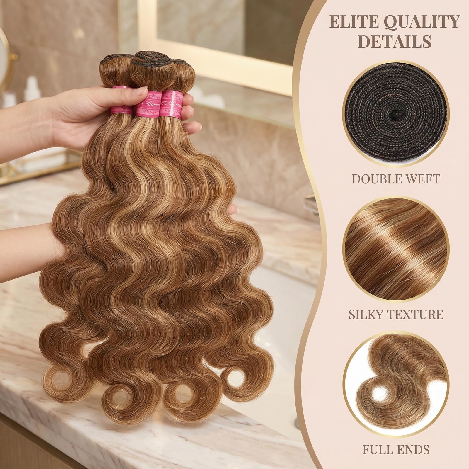 Seekomi Ombre Highlight Body Wave Bundles Human Hair 18 20 22 Inch 12A 100