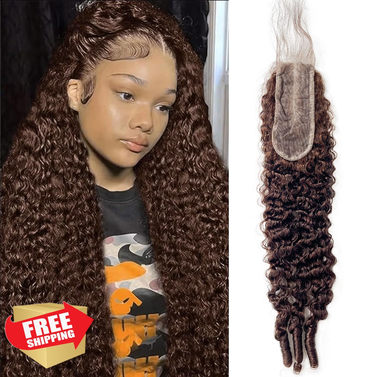 MOOTAFUL 4# Curly Closure 14 Inch 2×6 HD Lace