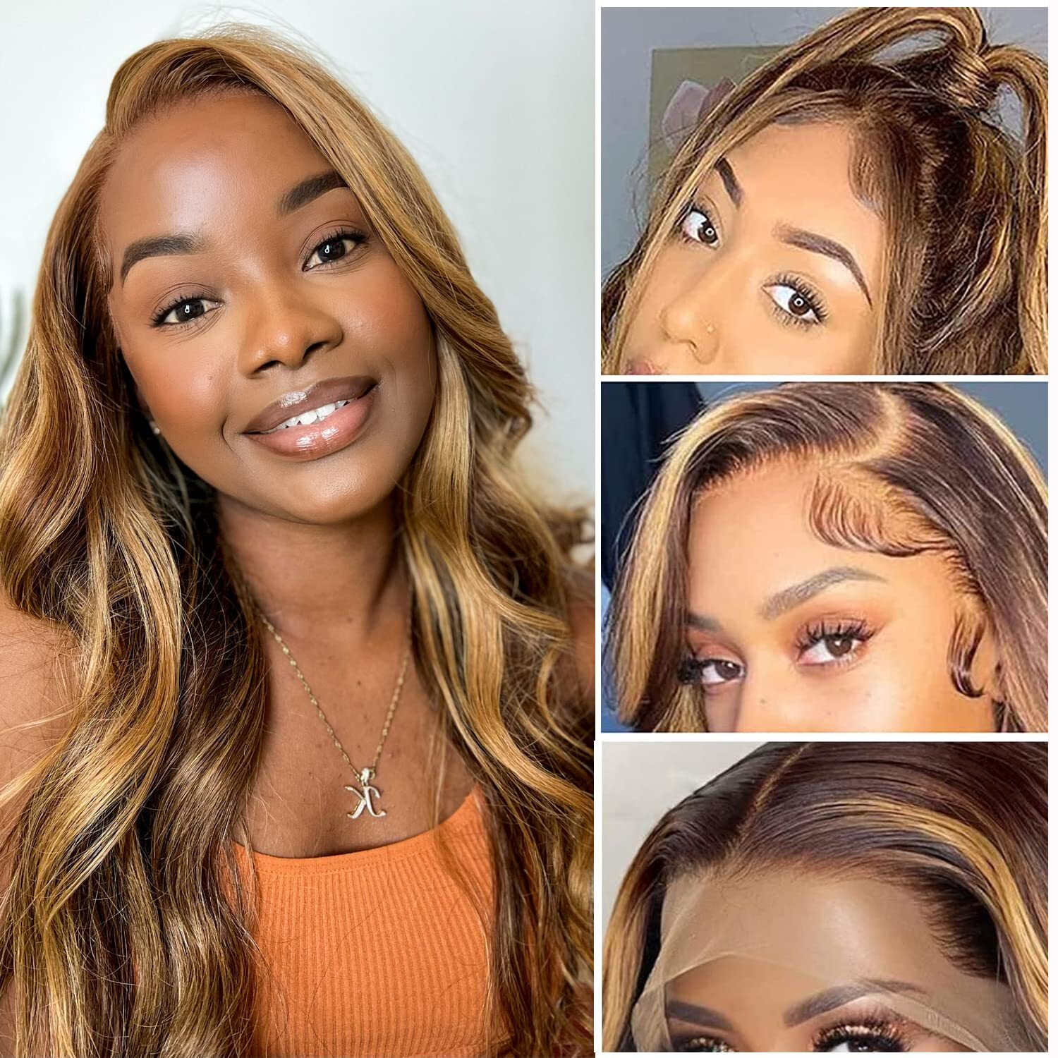 13*4 Lace Front Wig Brazilian 100% Human Hair P4/27 Silky Straight Body Wave