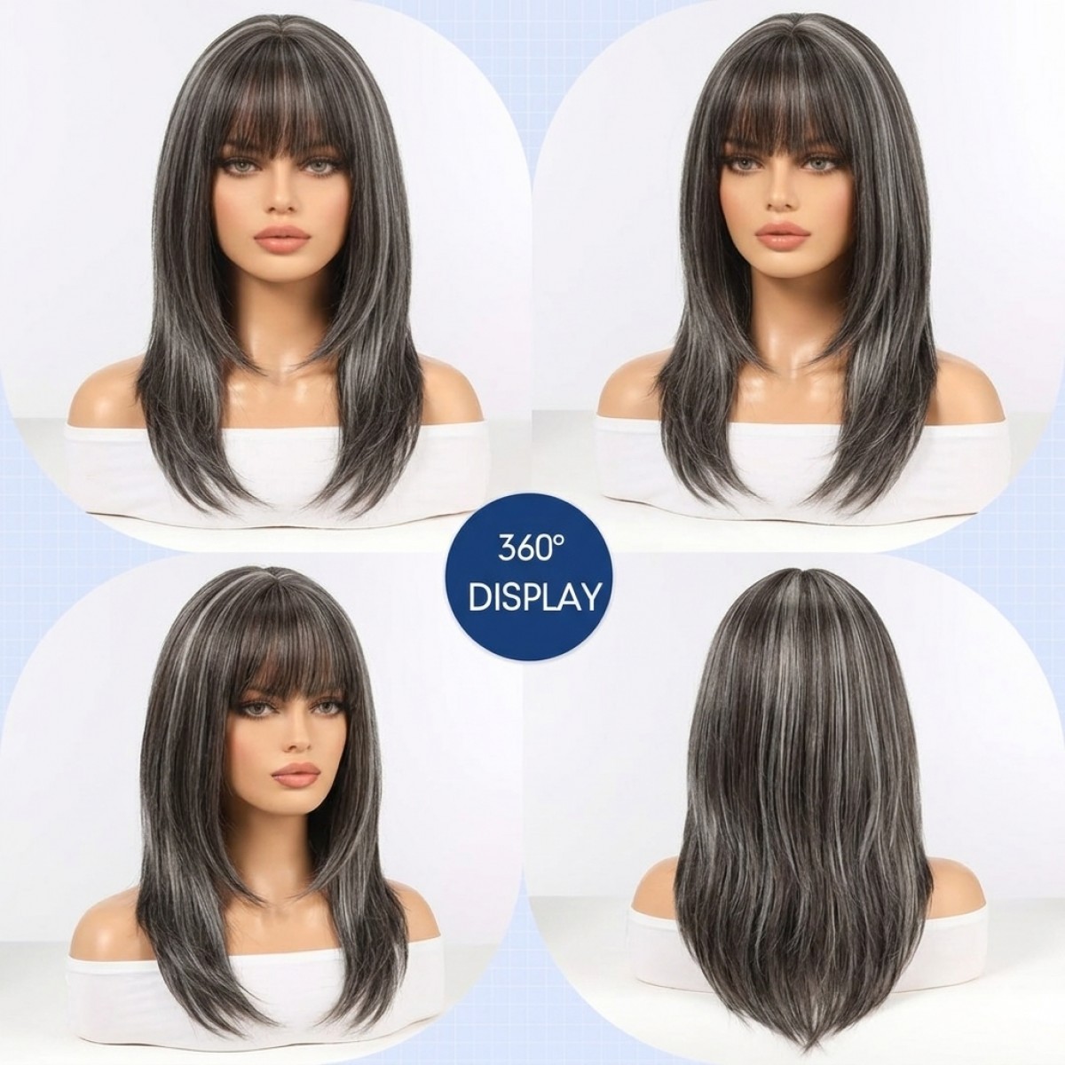 Cosplay Wigs With Bangs Short Straight Synthetic Hair Mixed Brown blonde