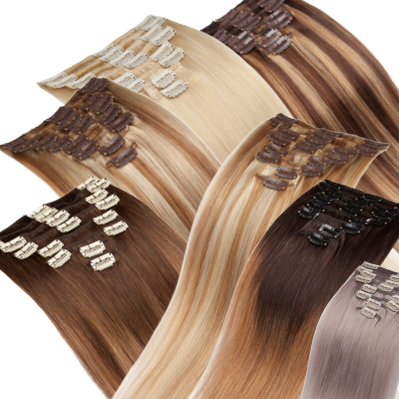 CLEARANCE Clip In 100% Real Human Remy Hair Extensions Full Head Highlight LONG