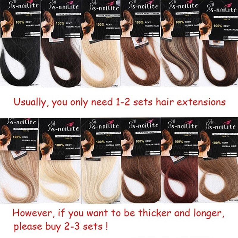 Clip in Remy Human Hair 100% Hair Extensions 8PCS Full Head Remi Weft 16″-24″