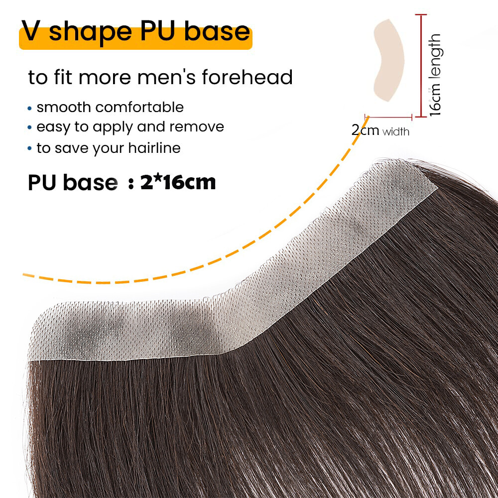 Toupee Men Hair System Full Poly Skin PU Human Hair Replacement Hairpiece Wig US