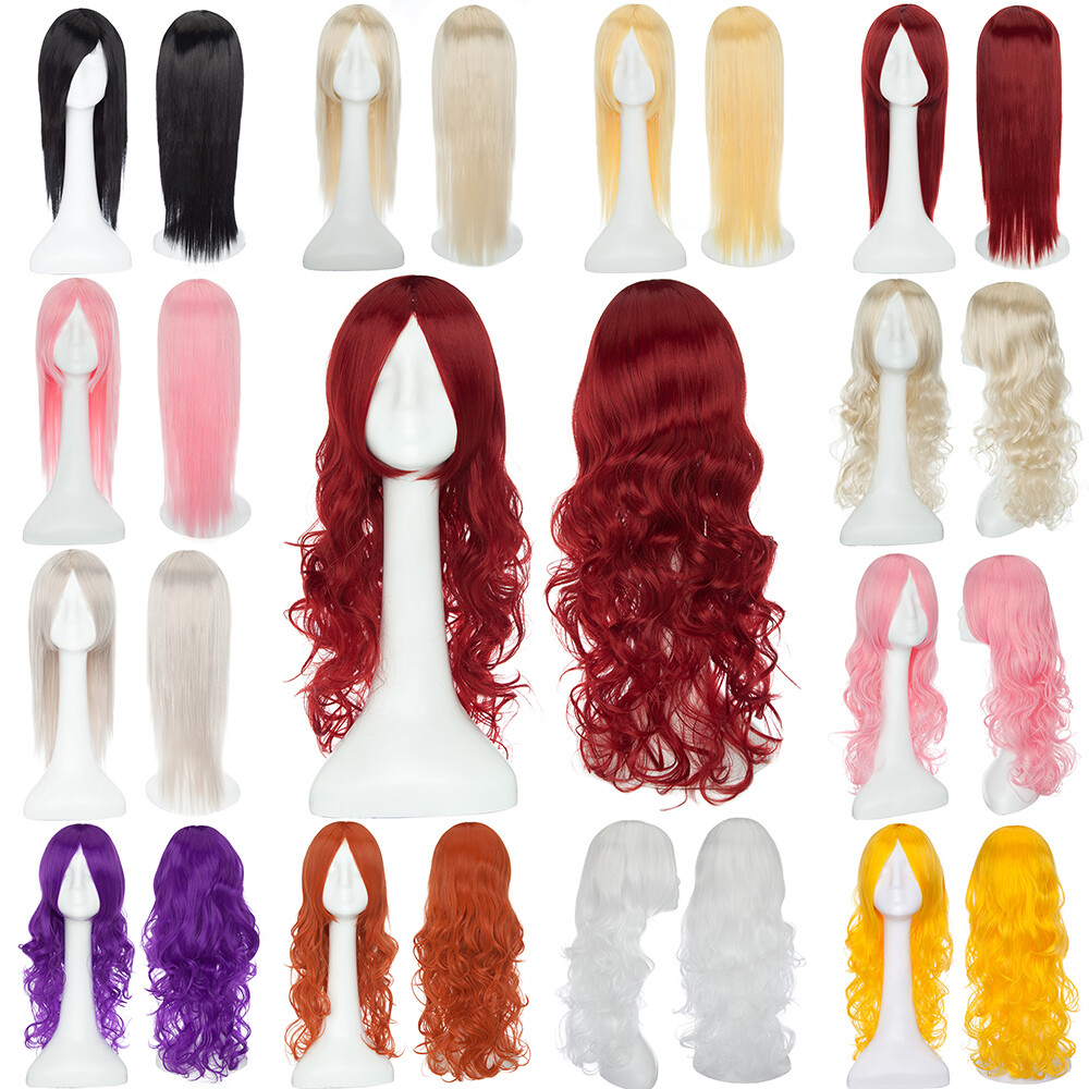 Popular Wavy Ombre Dark Red Cosplay Wig Women Colorful Costume Synthetic Wig Gm4