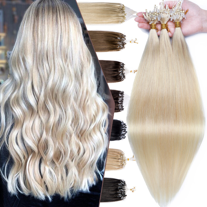 CLEARANCE Easy Loop Ring Micro Beads Real Remy Human Hair Extensions Blonde 100S