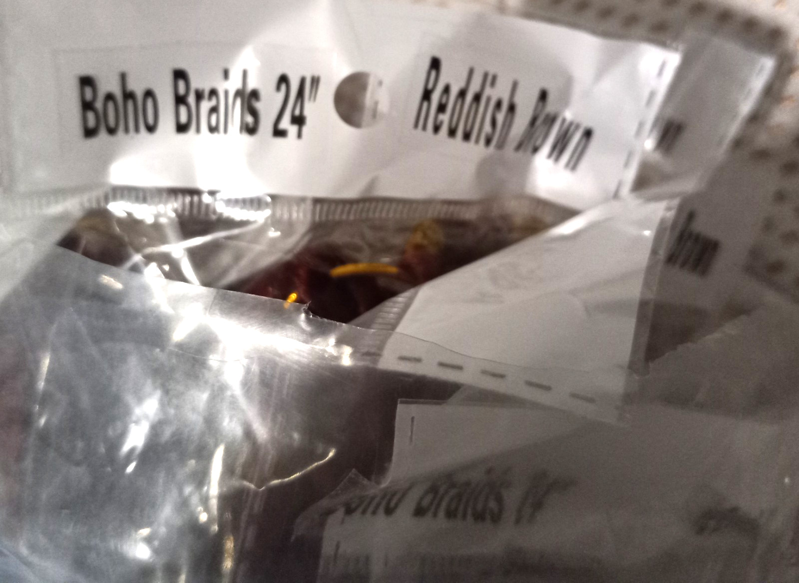 Hair Extension Braids 24″ Reddish Brown 7 Packs w/ Crochet Hook & Beads NEW