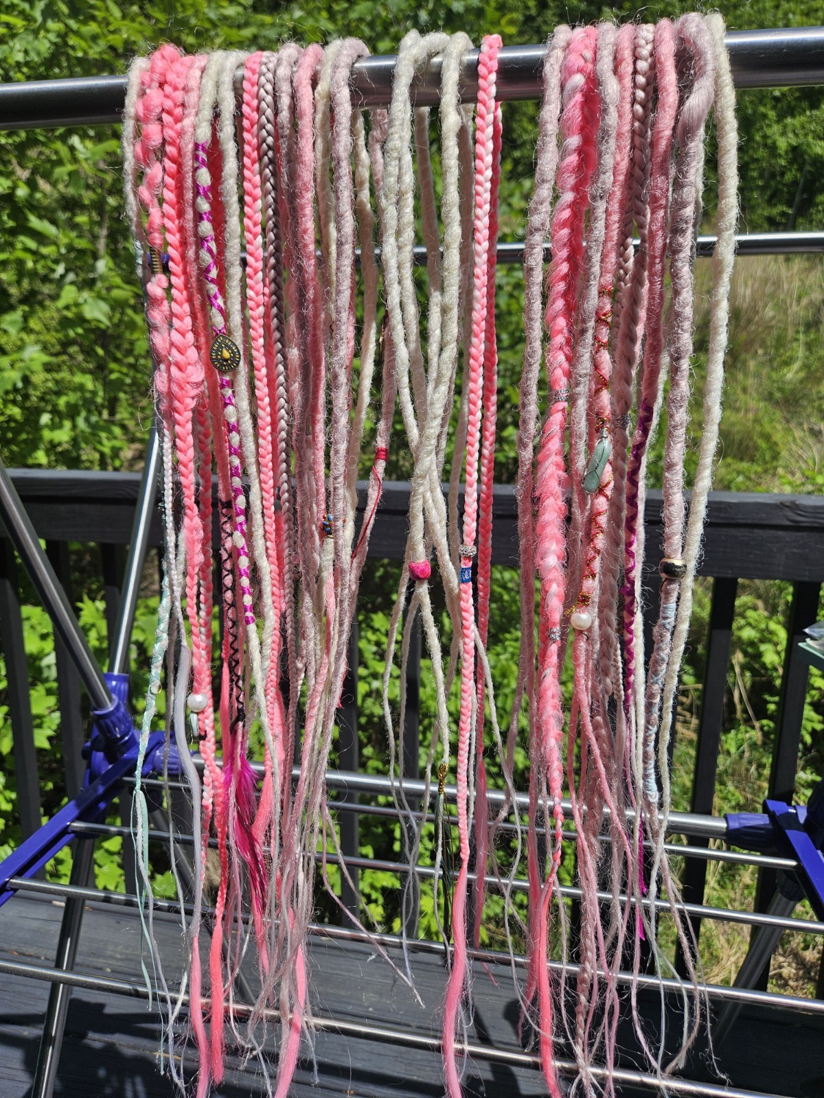 CUSTOM set Dread Extensions PINK with Boho Jewelry 24 DE Ends