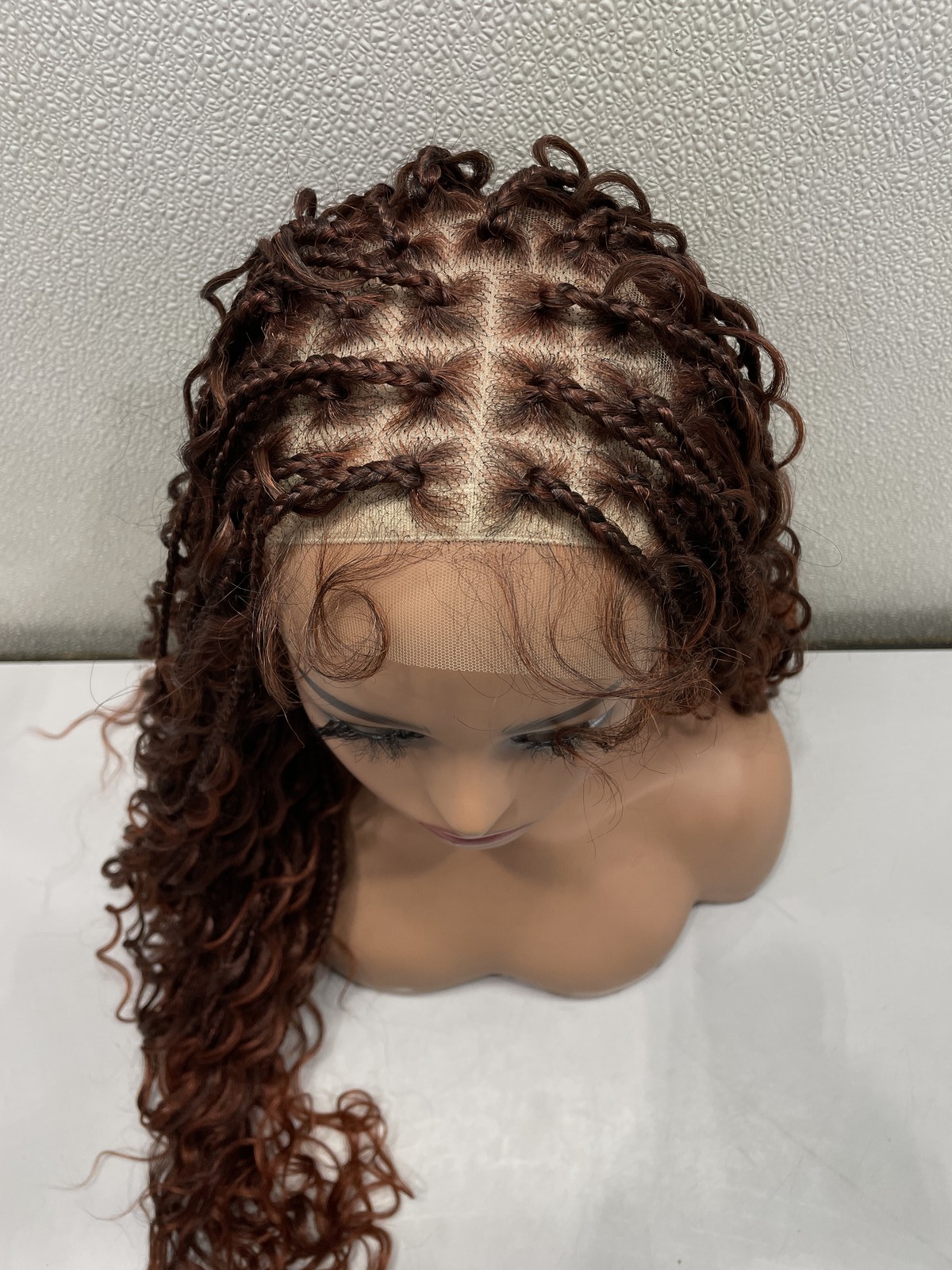 Frodio 30″ Full Lace Boho Braids Synthetic Hair Wig, Copper Orange