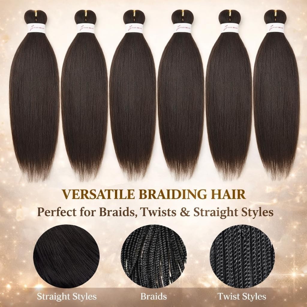 Ultra-Soft Dark Brown Synthetic Braiding Hair 24” – 6 Packs – Easy Installation