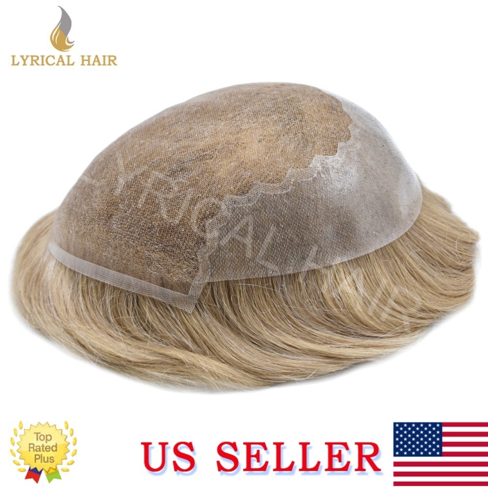 Lyrical Hair French Lace Front Mens Toupee Human Hair PU Skin Base Hair System