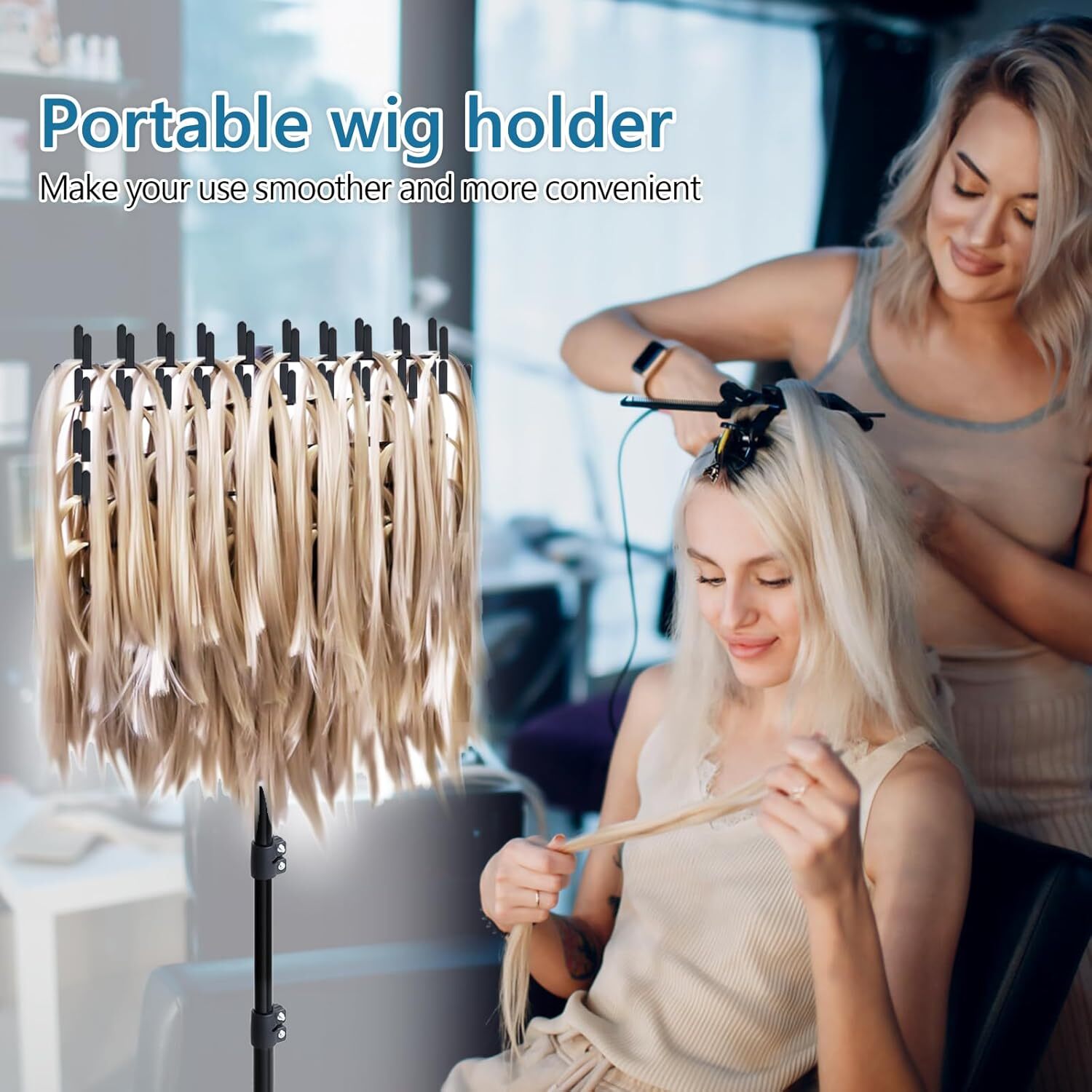 Braiding Hair Rack Standing Extension Holder Hanger, 144 Pegs Divider for Separa