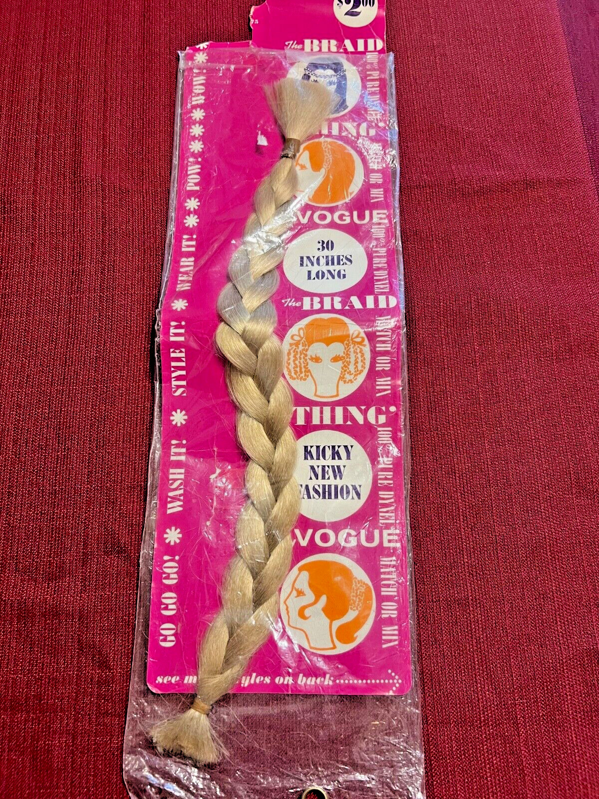 Vintage 1960s Vogue DYNEL ‘The Braid Thing’ Hair Piece 30” Braid Blonde NIP NOS