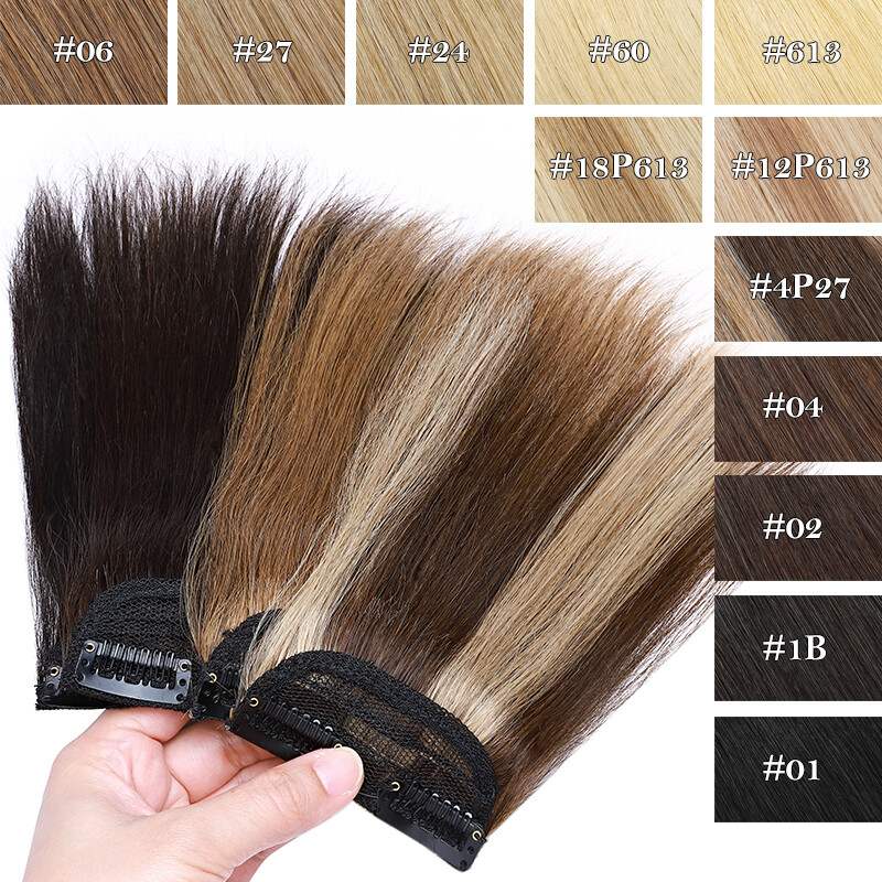 US Short Hair Pad Clip In Top/Side Real Remy Human Hair Extensions One Piece