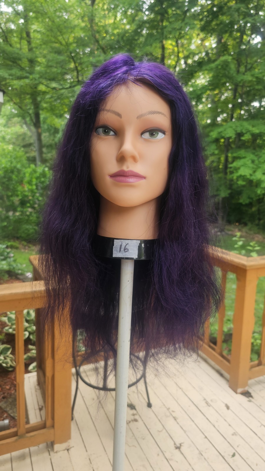 High-Quality Regular Top 24″ Purple Wavy 150% Virgin Human Hair Lace Wig