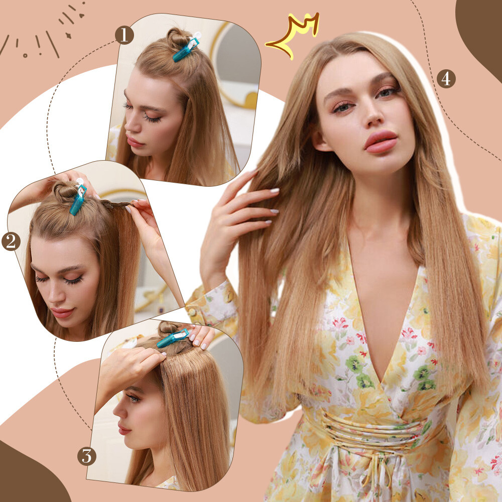Wavy One Piece Natural THICK Clip in Hair Extensions 3/4 Full Head Long AS Human