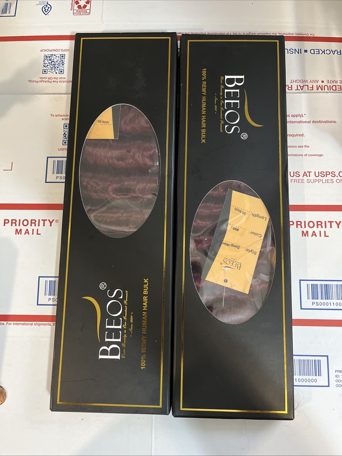 2x Beeos 100% Remy Human Hair Bulk 20”Deep Wave 2 Rundles Per Pack Braiding #99J