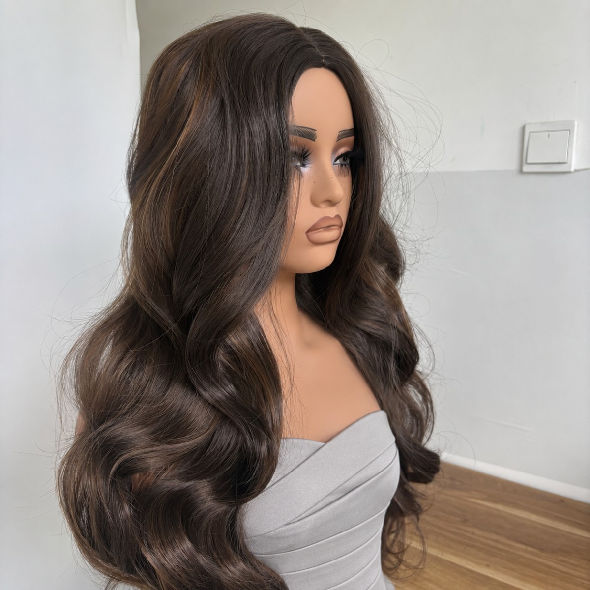Cosplay Party Wigs Long Wavy Synthetic Hair Heat Resistant Mixed Brown Soft