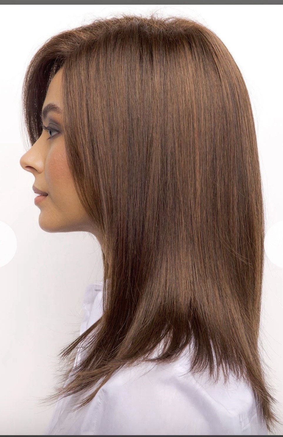 Rene of Paris Laine Wig Ginger Brown Straight Layered Side Part Basic Cap