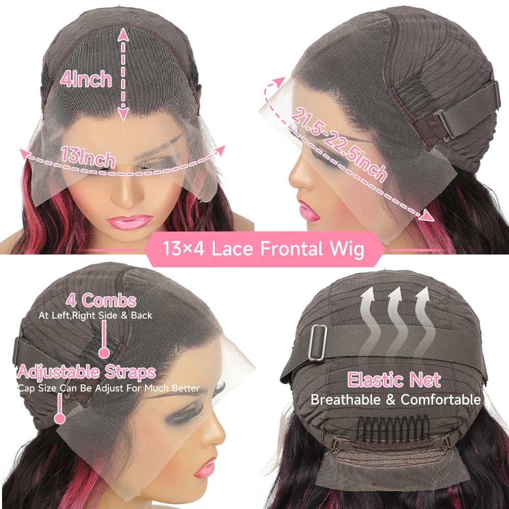 Keabalo Ombre Lace Front Wig Human Hair Skunk Stripe Human Hair Wigs 13X4 Hd