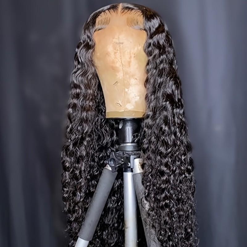 13×4 Free Part Water Wave Lace Front Wig Natural Black Hair Glueless Pre Plucked