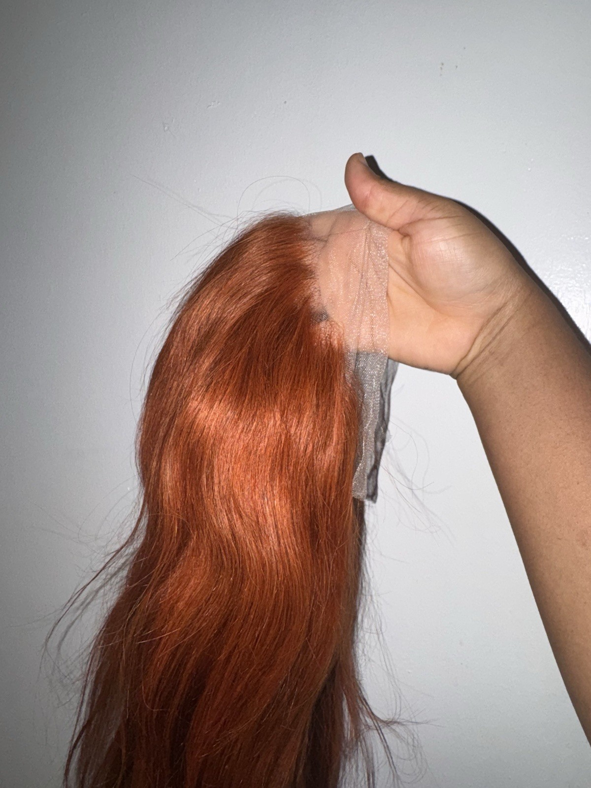 Wig human hair lace front orange Straight Free-Part 32 inches
