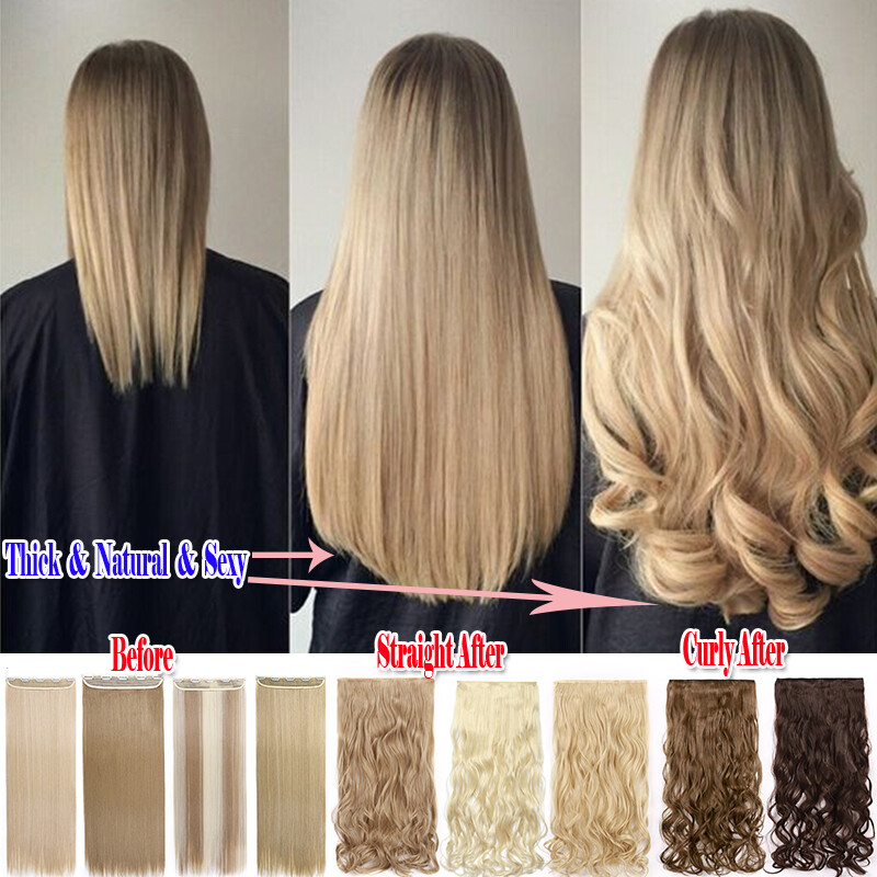 Mega Thick One Piece Clip In Hair Extension Real Natural Soft Full Head As Human