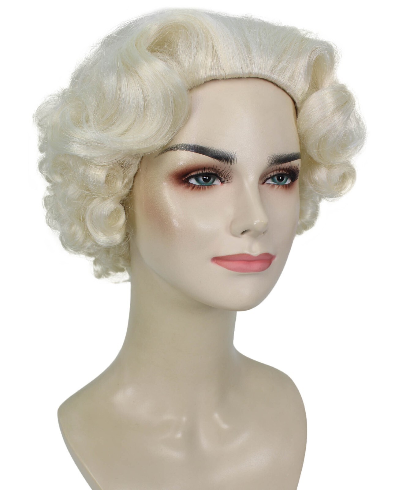 HPO Adult Women’s Short Curly Silver Grey Queen Wig, Capless Cap Design HW-7057
