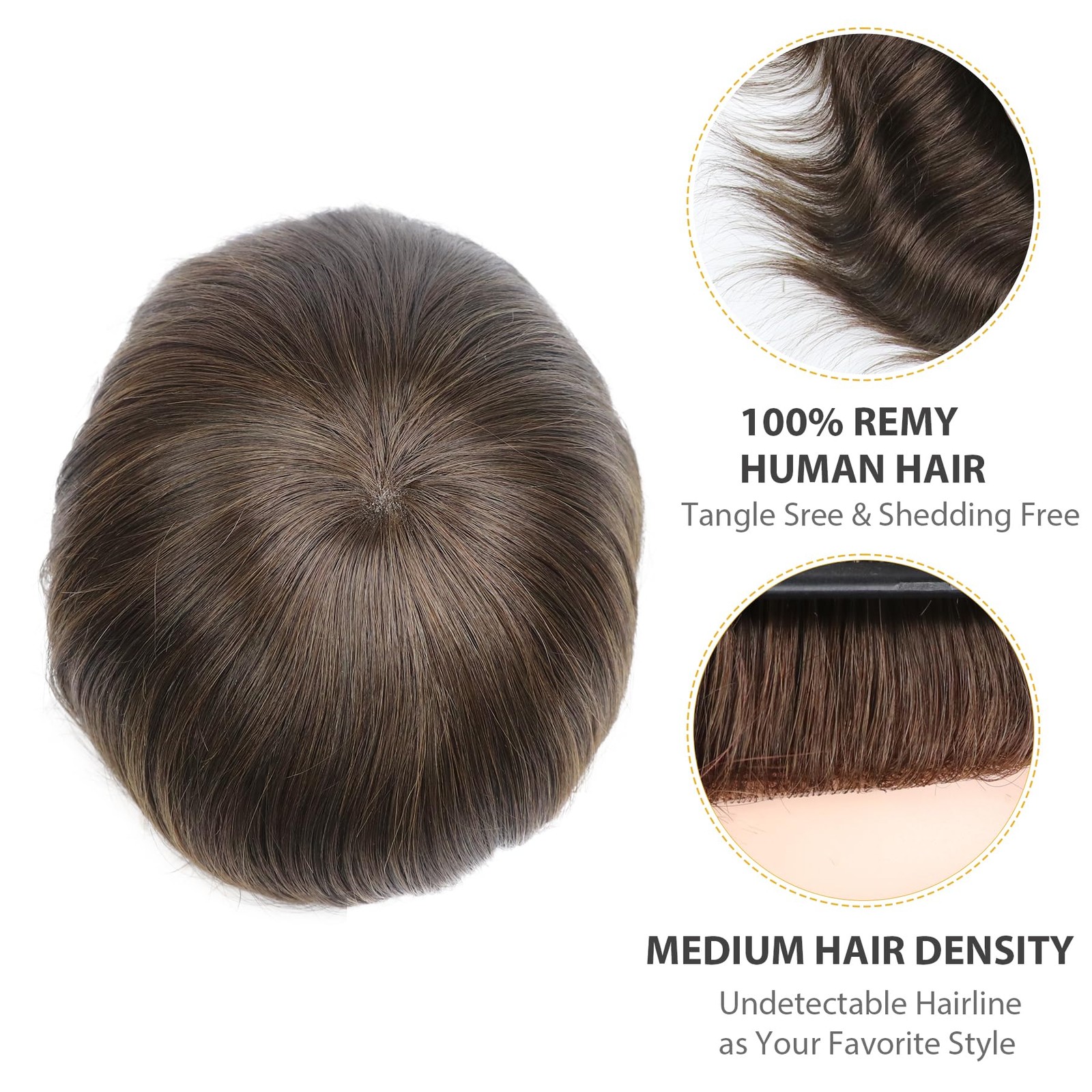 Lumeng Hair Replacement System For Men Toupee For Men Dark Brown 8X10 Inch