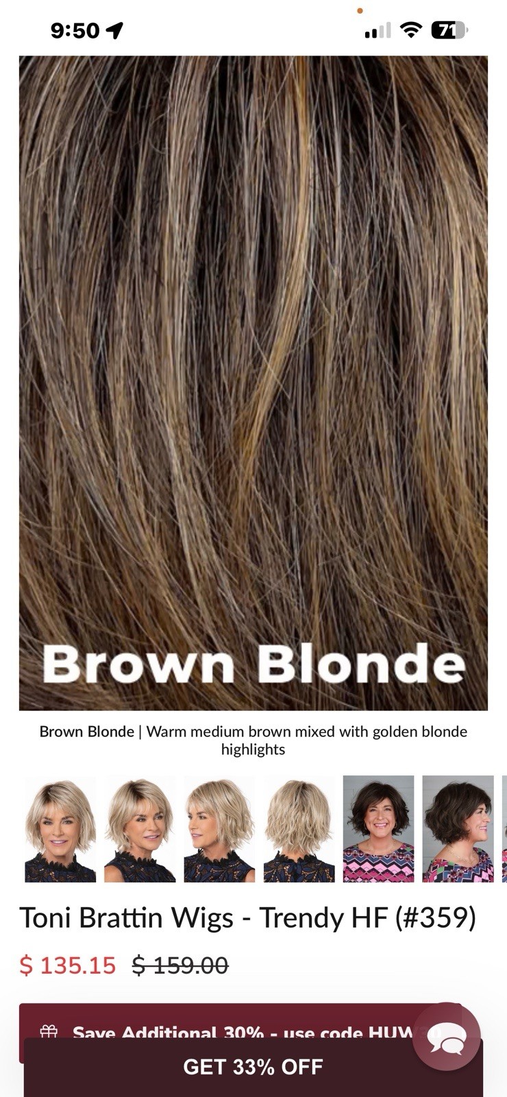 Wigs Toni Brattin #348 Confidence regular