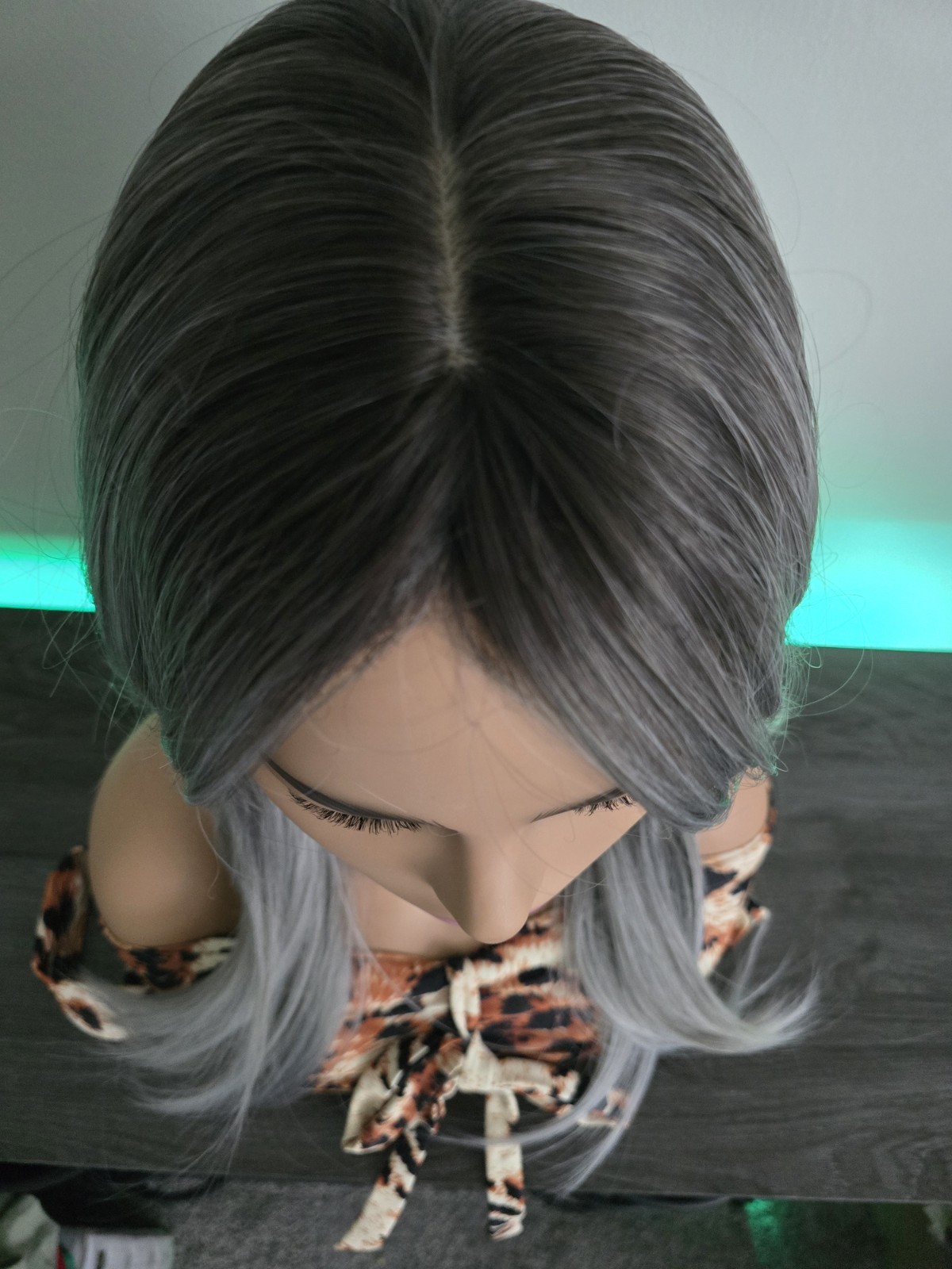 Dark Gray Grey Human Hair Blend Platinum Blonde Silver Black Rainbow Multicolor