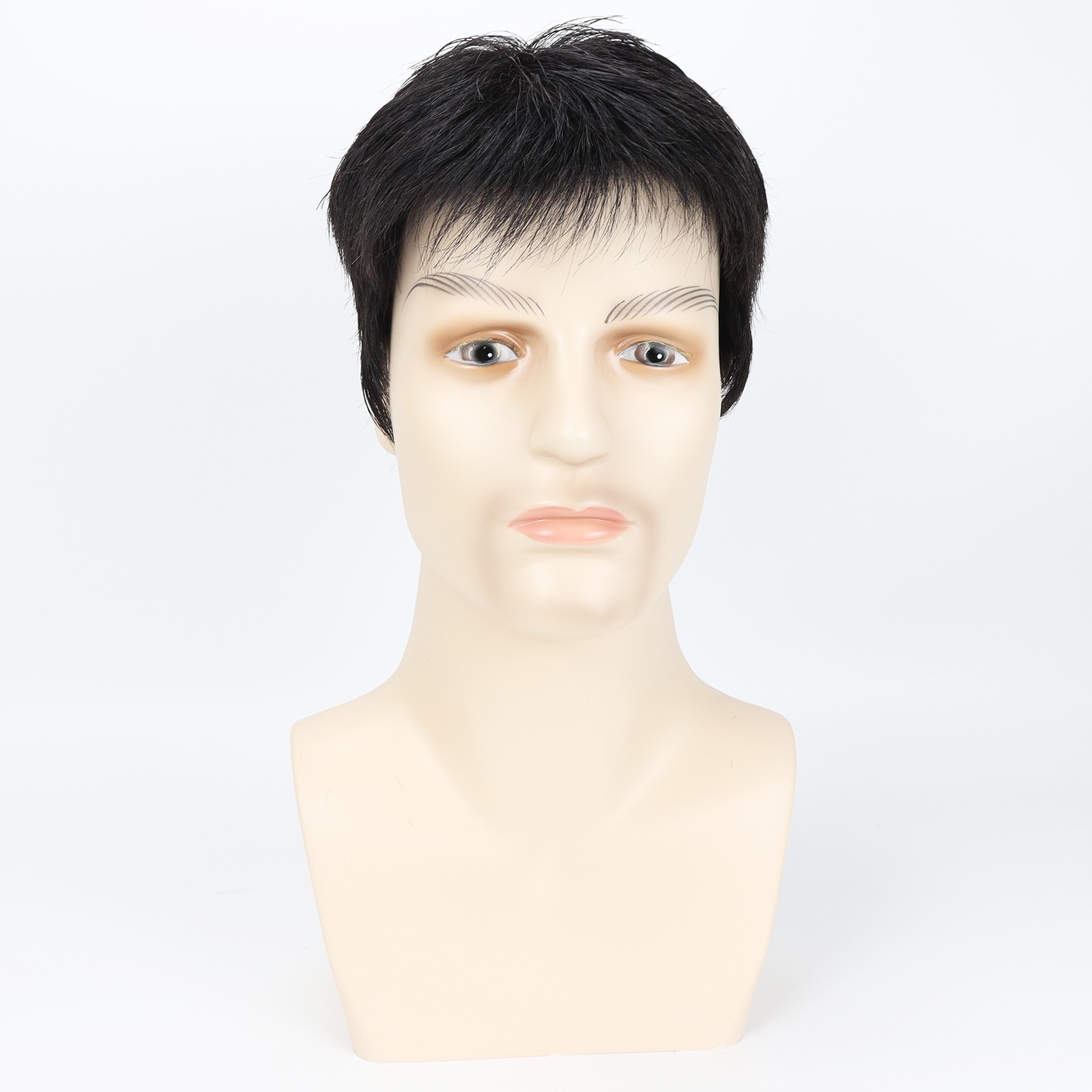 Men’s Real Human Hair Wig Black Toupee Silk Base Lace Breathable Hair For Men