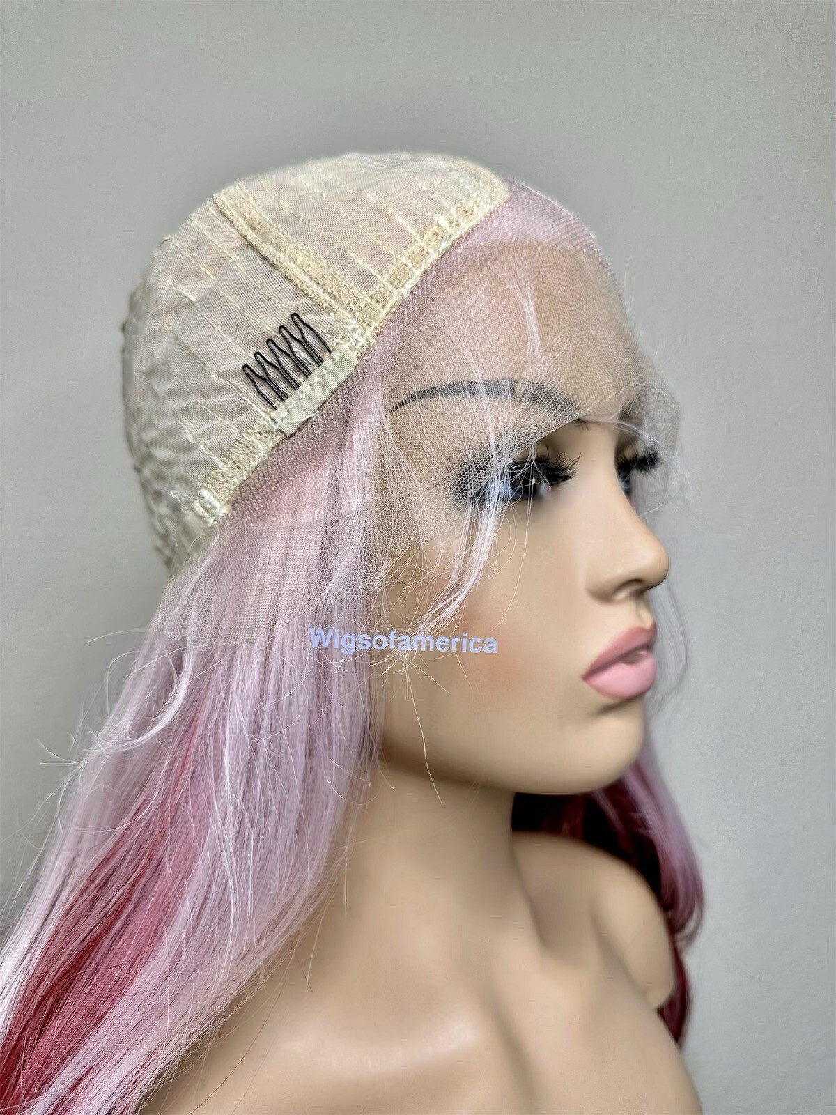 Rainbow Pastel Wig Lace Front Middle Part 28 Inch Long Wavy Layered