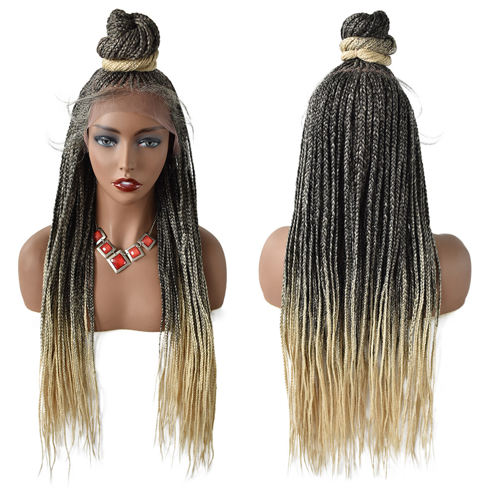Hand Braided Swiss Lace Front Updo Bun Cornrow Braids Women Wigs Baby Hair 35″
