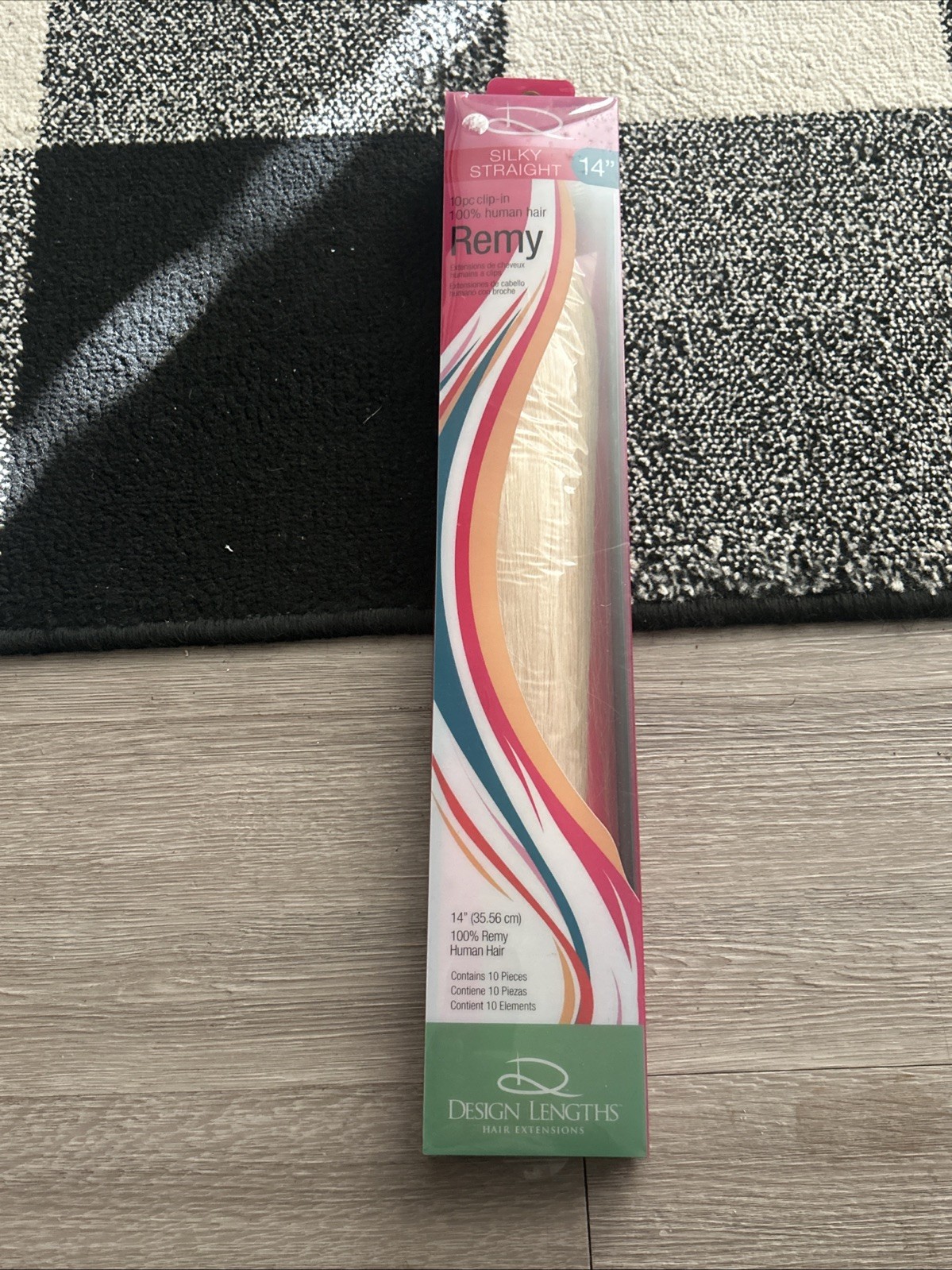 Design Lengths Straight Hair Extensions 14” cool blonde Remy Human 10pc Clip-In