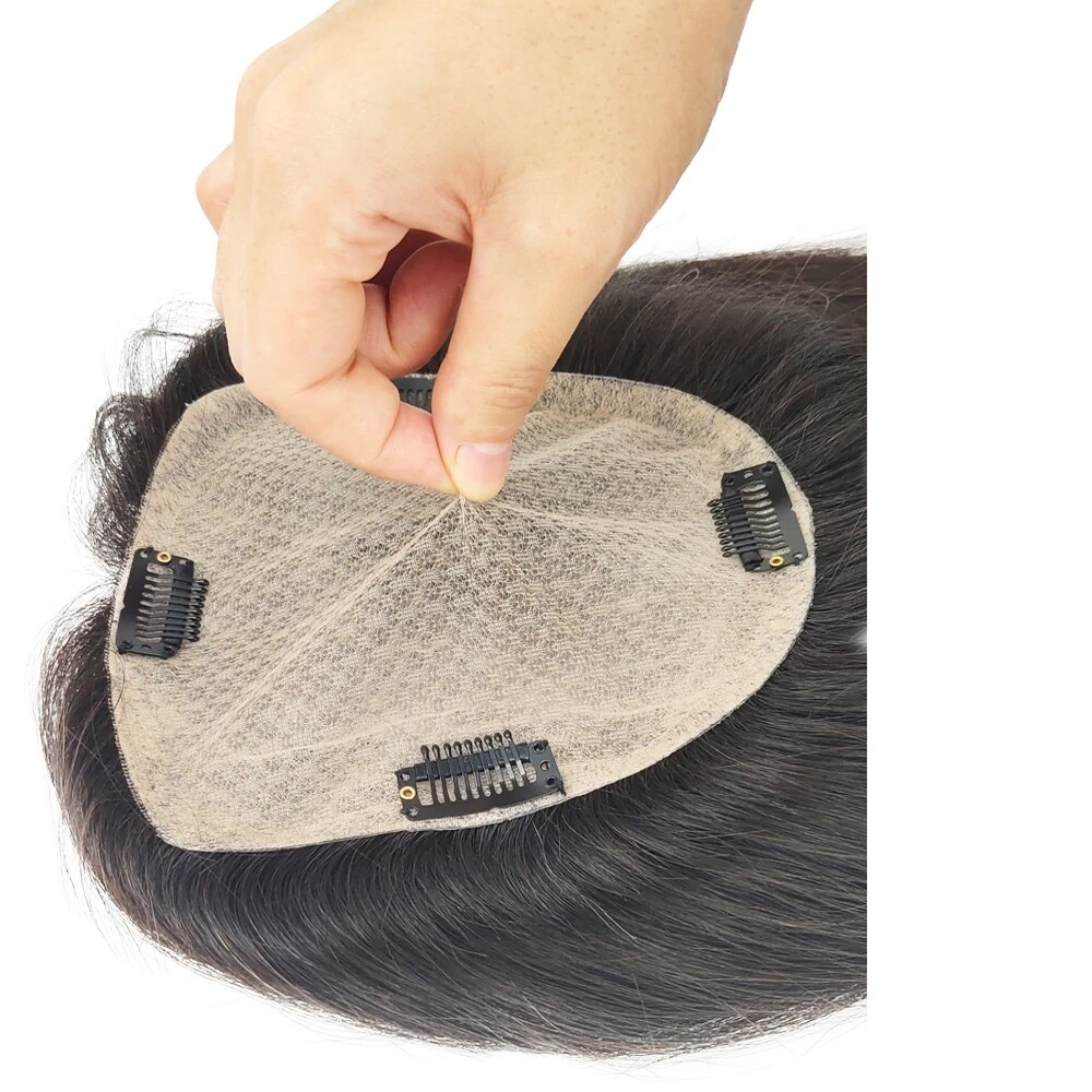 Silk Base Topper Virgin European Human Hair Toupee Hair Piece Natural Wave Women