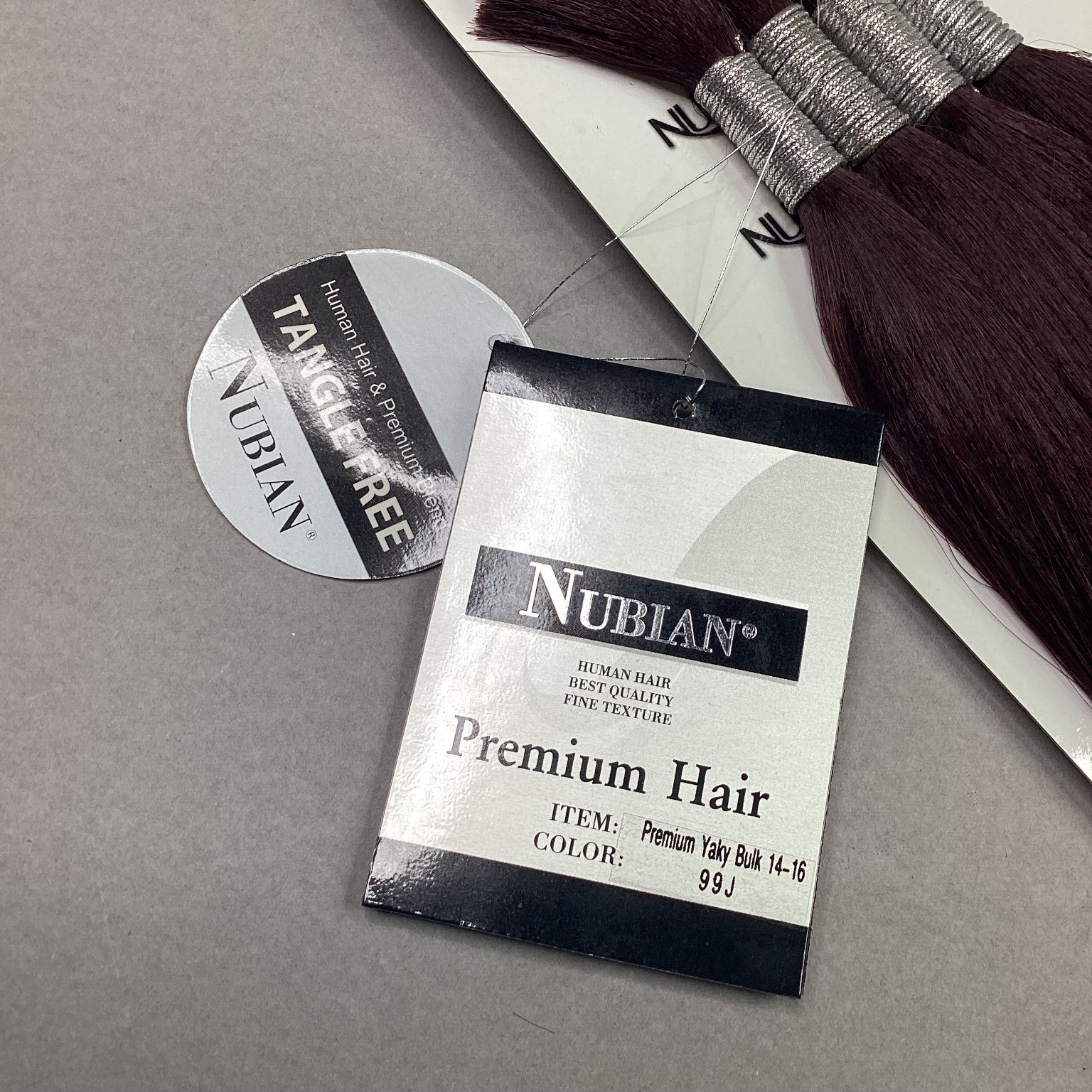 Nubian Premium Yaky Bulk Human Hair Extensions 14-16 Inch Color 99J Tangle Free