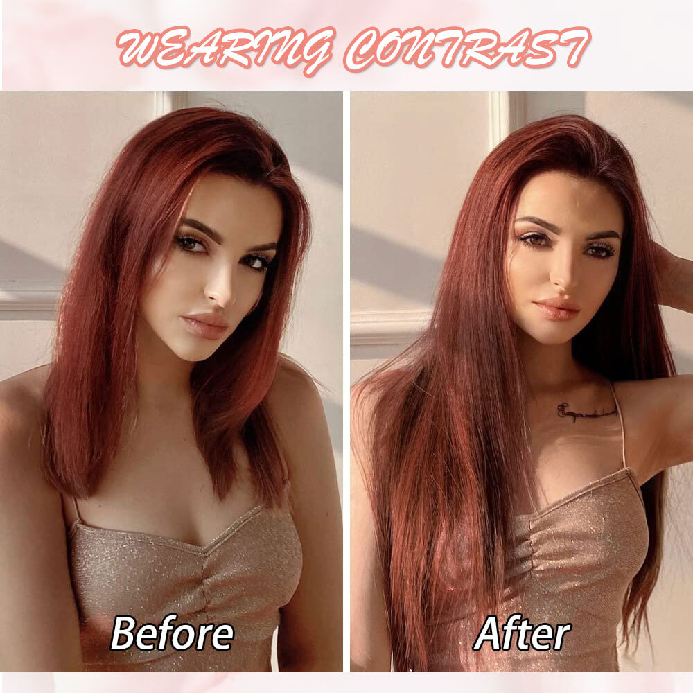 Long Invisible Clip In Thick 1Pcs 5 Clips Full Head Hair Extensions Mix As Human