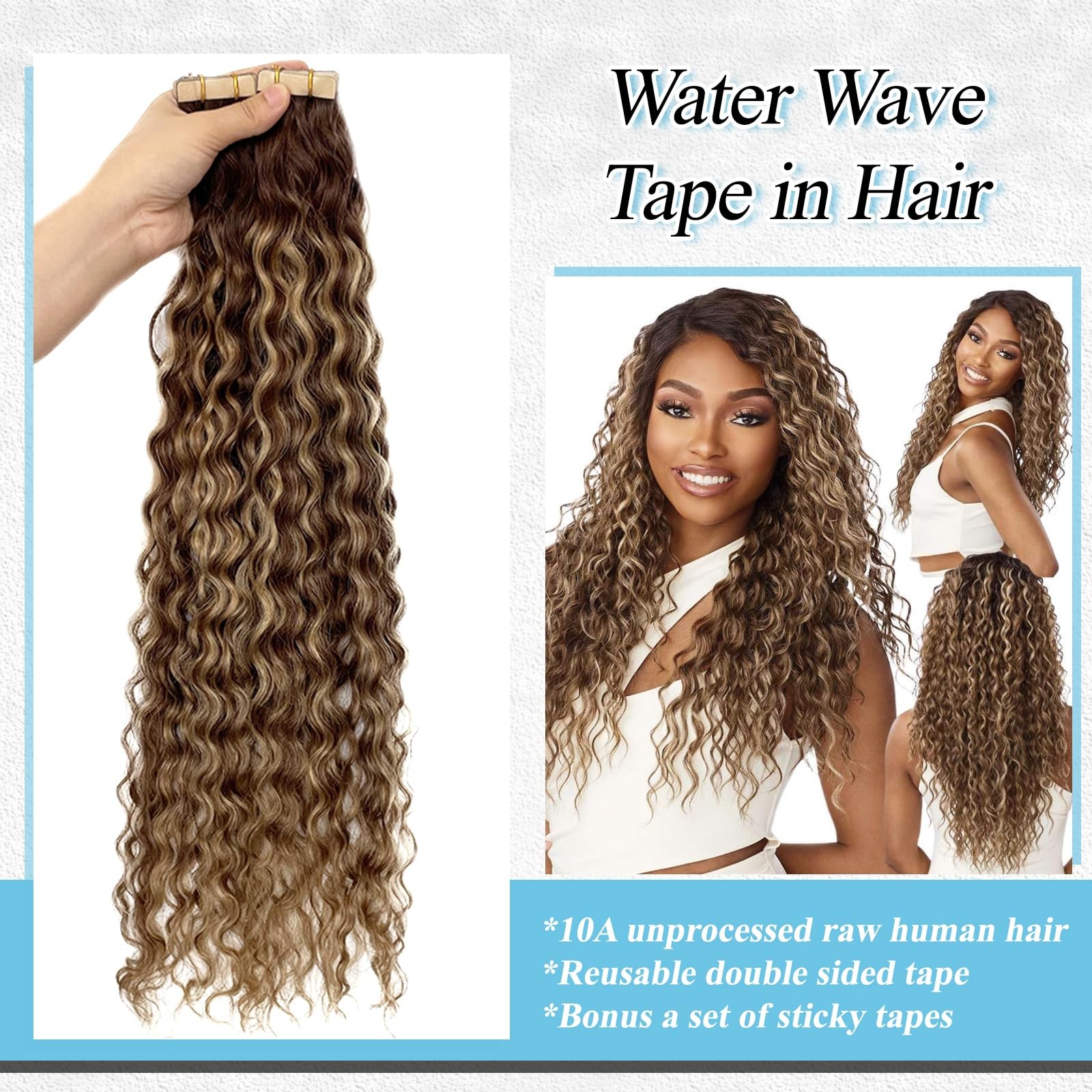 Benafee Highlights Tape In Hair Extensions Human Hair For Black Women Water
