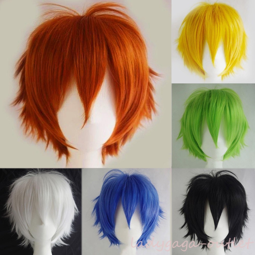 Unisex Cosplay Short Hair Wig Women Men Straight Halloween Party Costume Wigs US