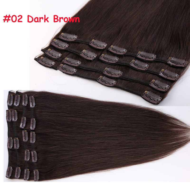 7PCS Real Clip in Remy Human Hair Extensions 70g-120g Straight Full Head US B321