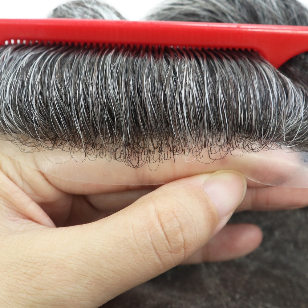 Toupee For Mens Human Hair Durable Mono Skin Replecement System Gent Hairpieces