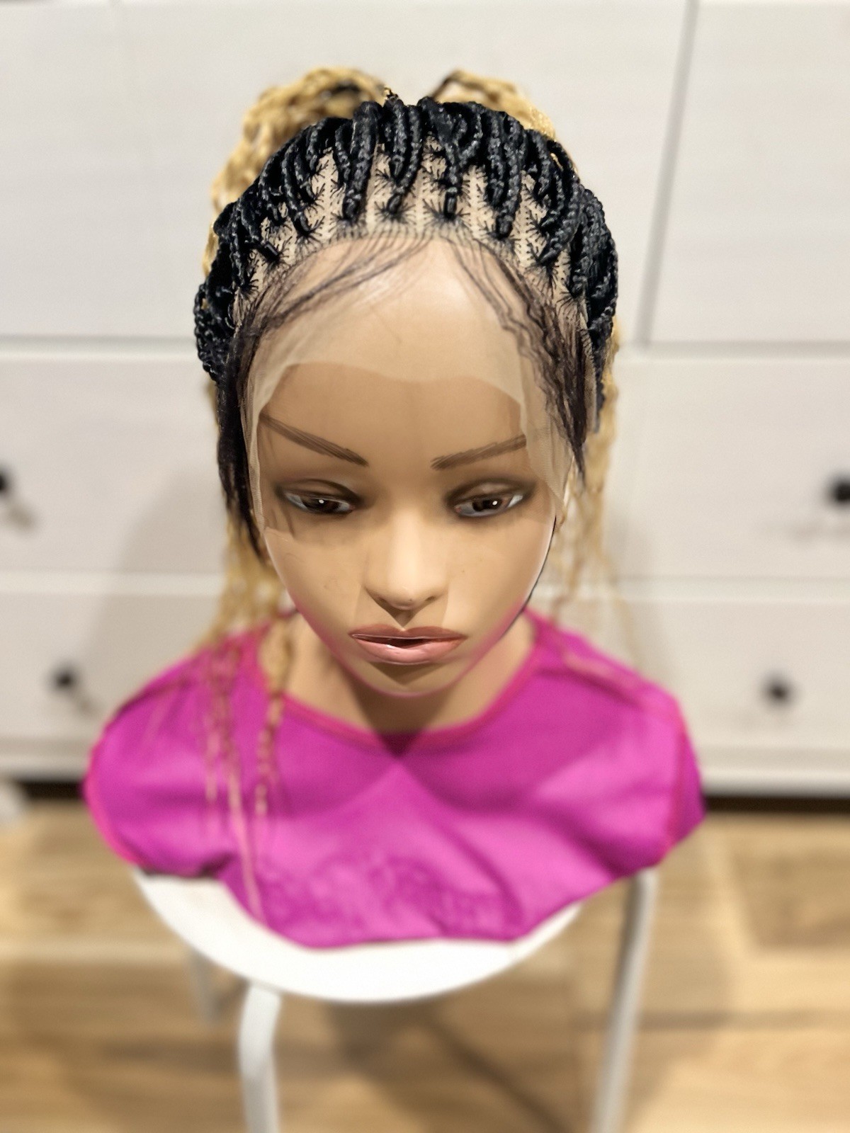 Braided Wavy Wig .. Full Lace Wig.color Is Gold & Black.The Length Is 24 Inches