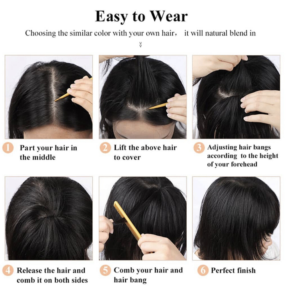 REMY Fringe Bangs Clip In 100% Human Hair Extensions Thin Wispy Front Hairpieces