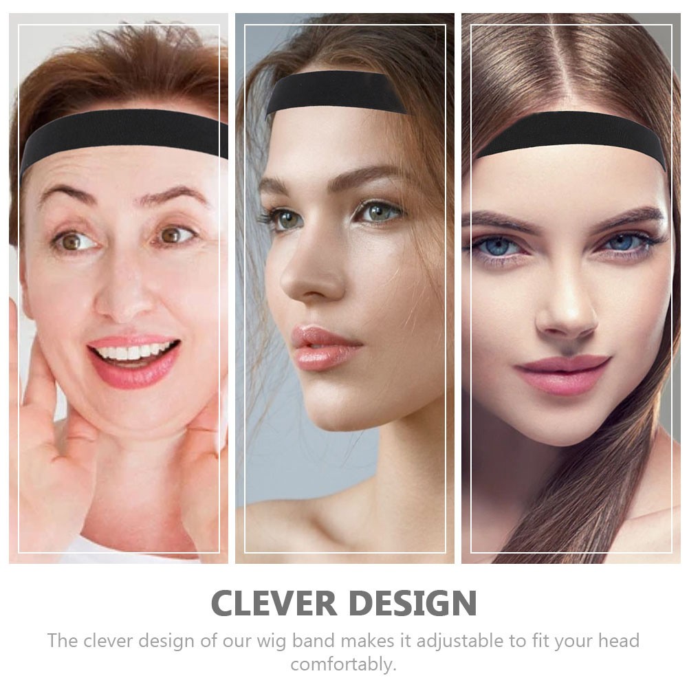 3Pcs Wigs Fixed Elastic Band Creative Headgear Band Black Breathable Band