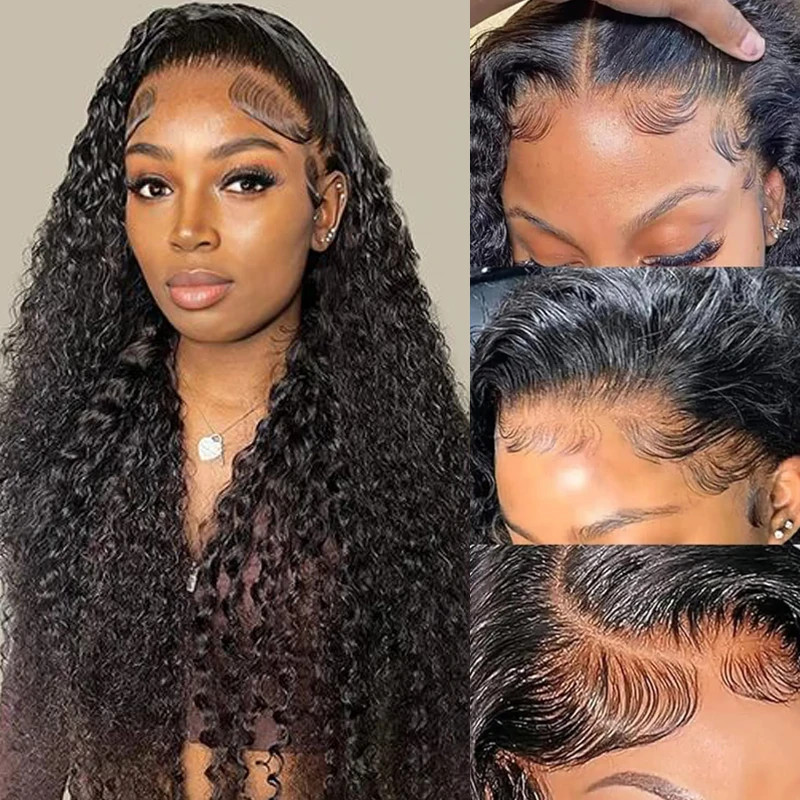 Water Wave 13×4 13×6 Lace Front Wigs Human Hair Easy To Wear Curly Wave Natural