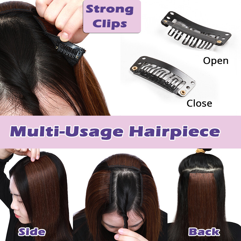 100% Human Hair Extensions Clip in Small Real Hairpiece for Adding Hair Volume
