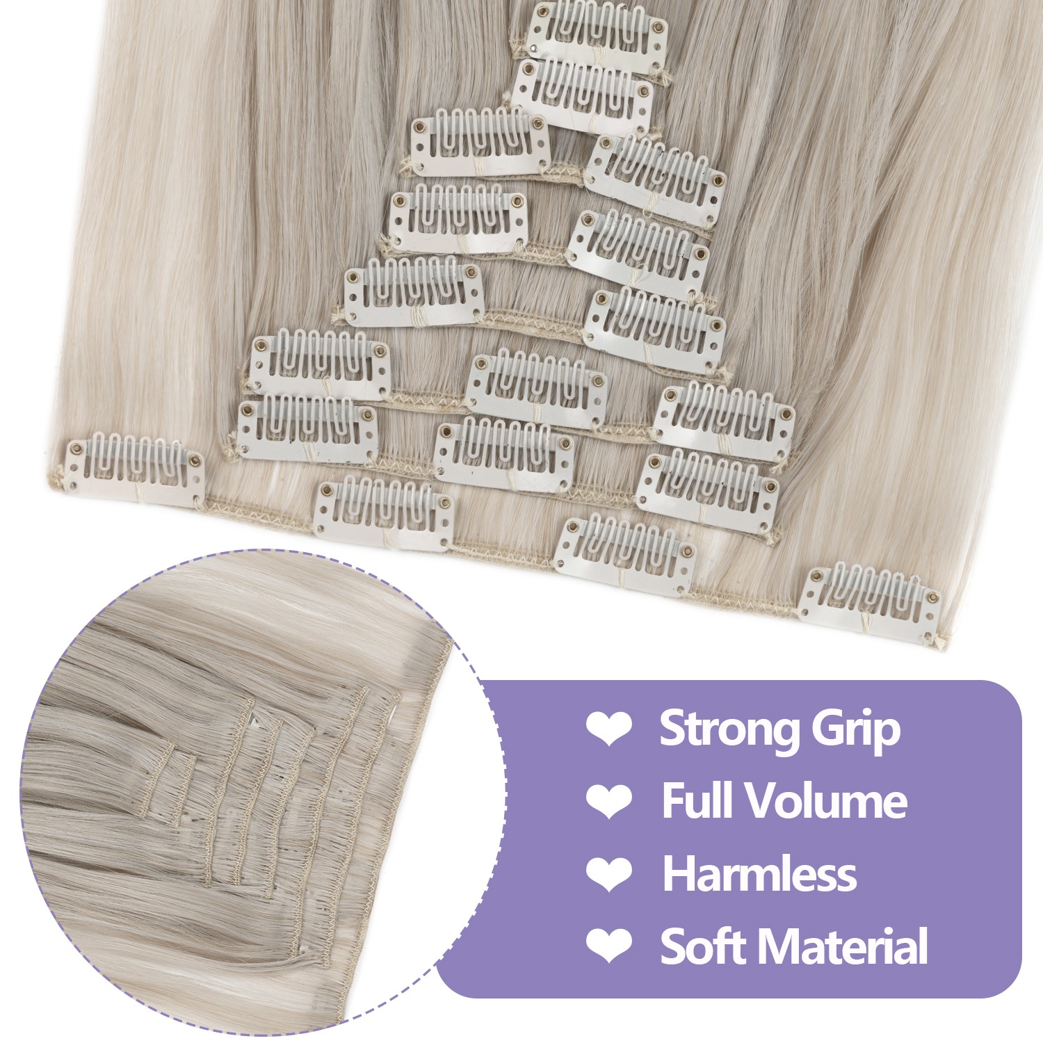CLEARANCE Thick Clip In Hair Extensions 8PCS 18Clips Curly Wavy As Human Hair US