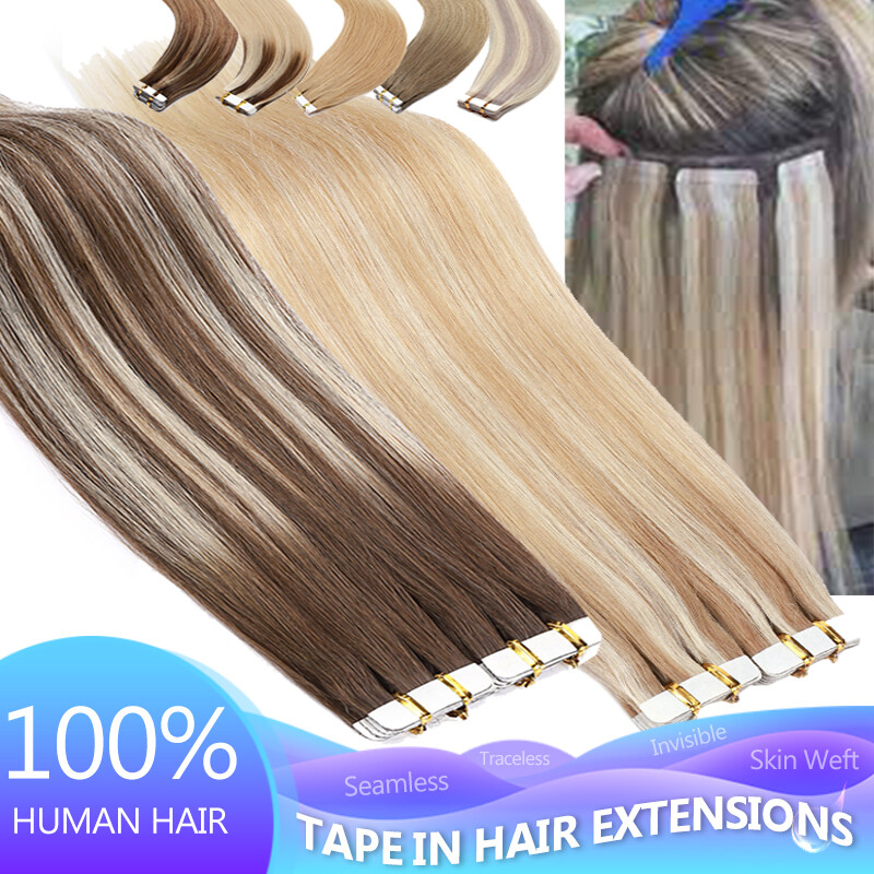 CLEARANCE TAPE IN HUMAN HAIR EXTENSIONS INVISIBLE SKIN WEFT BALAYAGE 10/20PCS