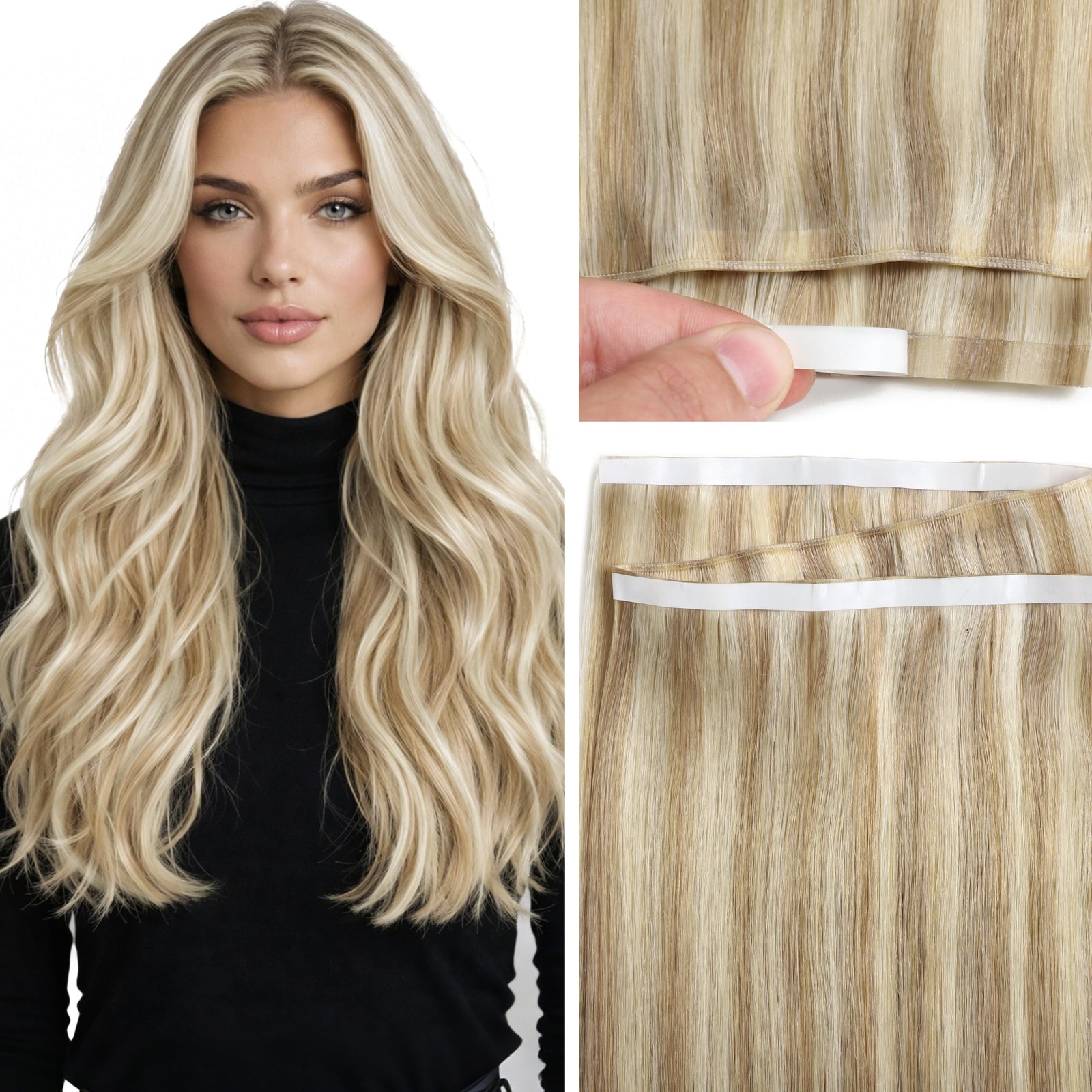 Anrosa 18 Inch Wide Tape In Hair Extensions Human Hair 50G Genius Weft Tape